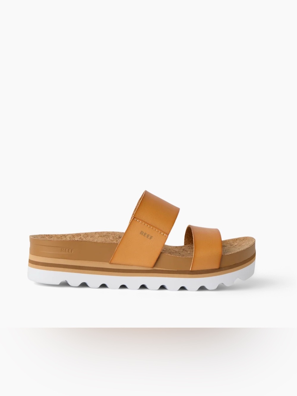 Reef Women’s Tan Double-Strap Platform Slide Sandal